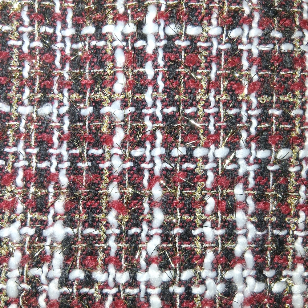 Alya Burgundy and White Tweed Mini Skirt - Picture 3 of 7